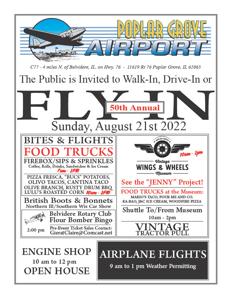 Poplar Grove Airport 50th Anniversary Fly In! Poplar Grove Vintage Wings & Wheels Museum