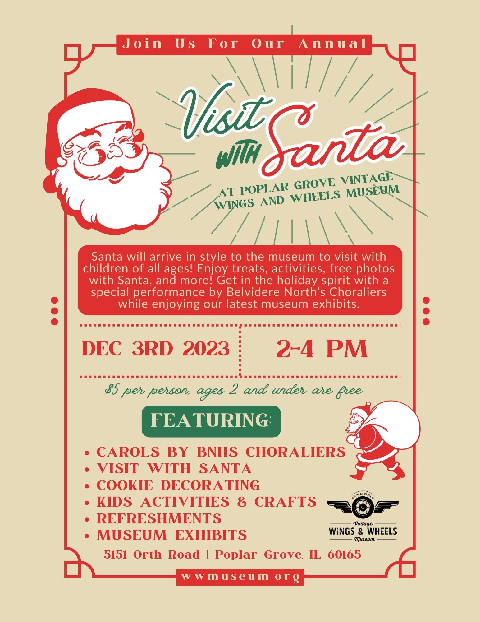 Visit with Santa! Poplar Grove Vintage Wings & Wheels Museum
